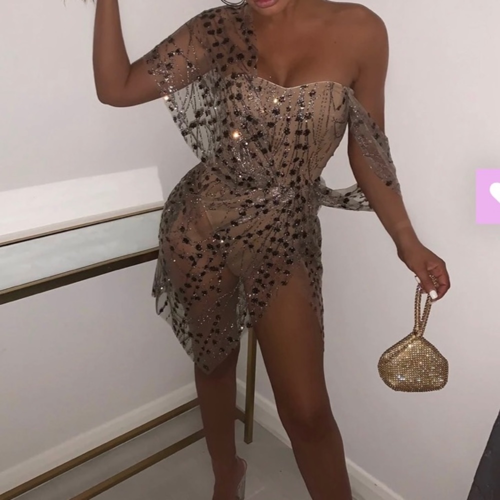 Sparkle Delight Glitter Mesh dress from Dressmezee